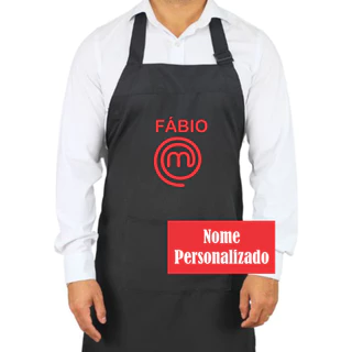 Avental Chef com Nome Personalizado Bordado Preto e ajuste, Churrasqueiro, manicure, chef