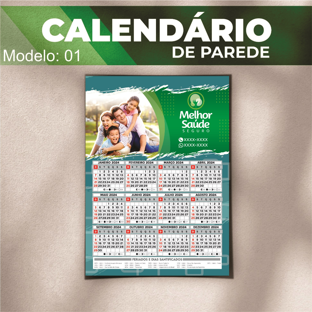 Folhinha Calendario de Parede Personalizado - 2025 | Shopee Brasil