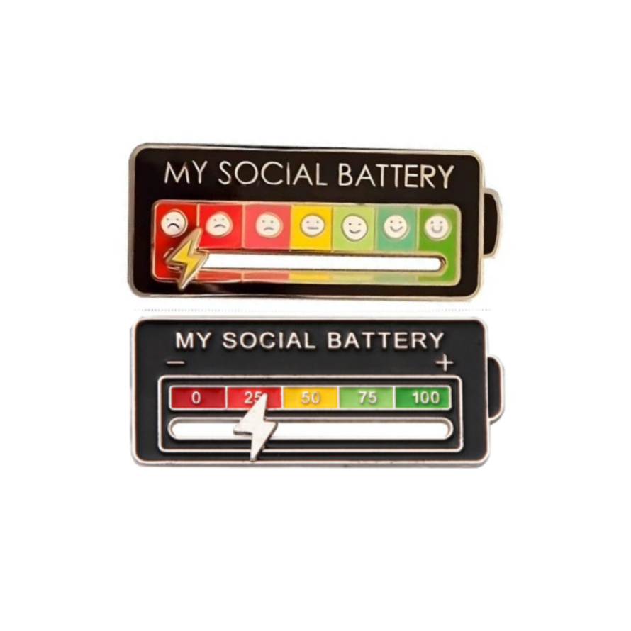 Pin/Broche Interativo Bateria Social Esmaltado - Nível De Felicidade Ajustável (Edição Limitada)