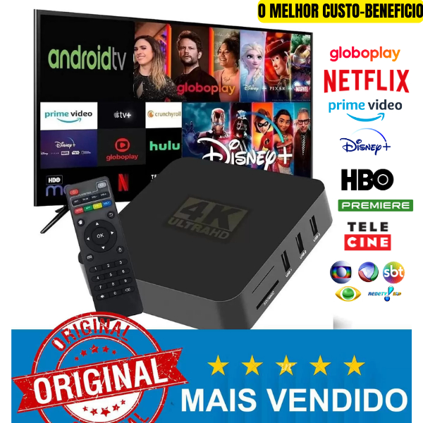 *Modelo 2024 4K 5G* TV Box Smart Pro 4K Android 11 - Aparelho Conversor - Potência Inigualável com 8GB de RAM e 128GB de Armazenamento - Última Geração - Envio Imediato - Entrega Rápida