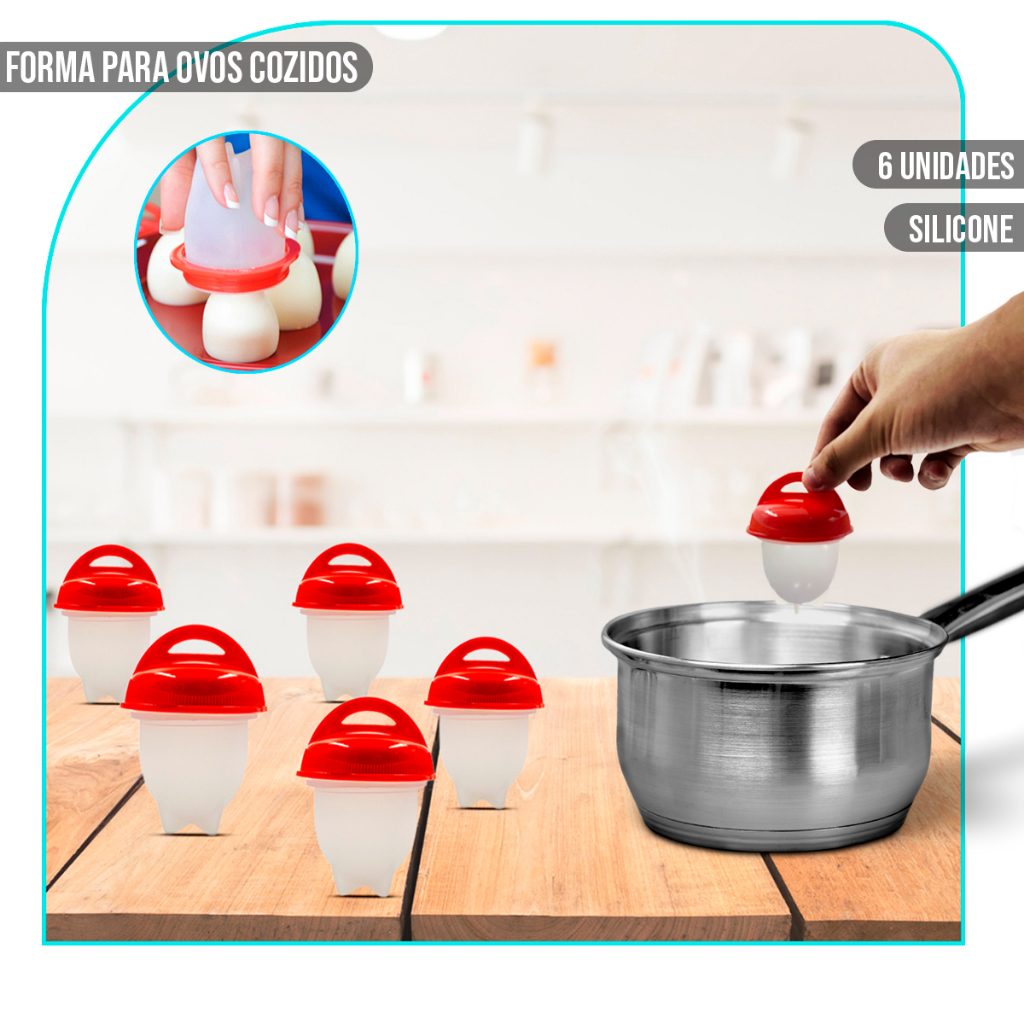 Jogo De Formas Silicone Para Cozinhar Ovos Recheados Cozidos