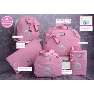bolsa maternidade menina kit de luxo mala para bebê ovelhinha luender baby em Oferta na Shopee