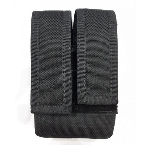 Porta Carregador Duplo Preto Confeccionado Em Rip Stop Resinado