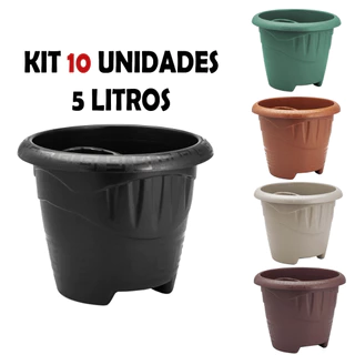 Kit 10 Vasos Tacho para Flores Redondo M 5 Litros