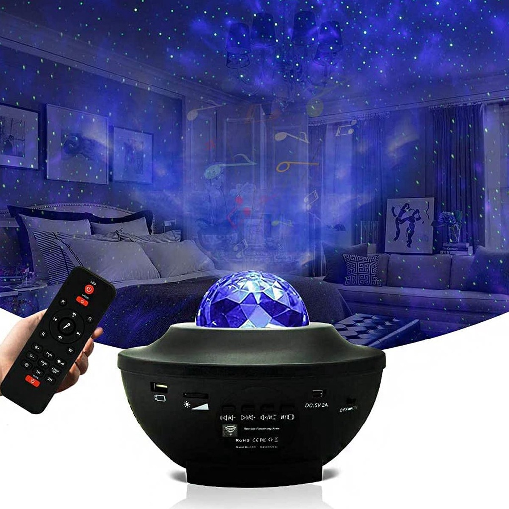 Projetor Luminária Galáxia Luz Noturna Estrela Música Bluetooth Controle Lâmpada Divertida USB ref: JY-089