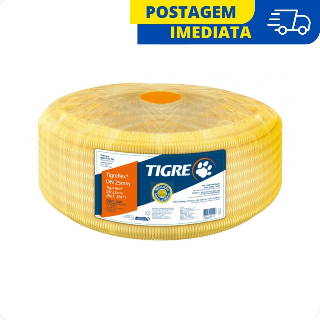 Conduite 3/4 X 50m Eletroduto Tigre Original Rolo Mangueira Corrugada