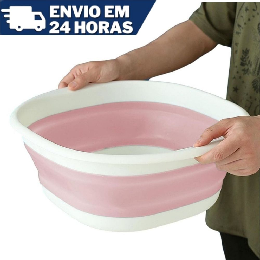 Bacia 9 Litros Cesto Retrátil Silicone Plástico Multifuncional Cozinha Lavanderia