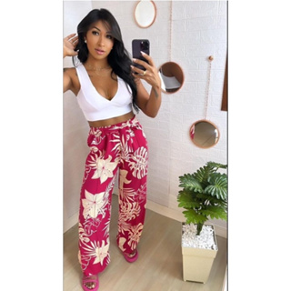 Calça larga feminina store estampada