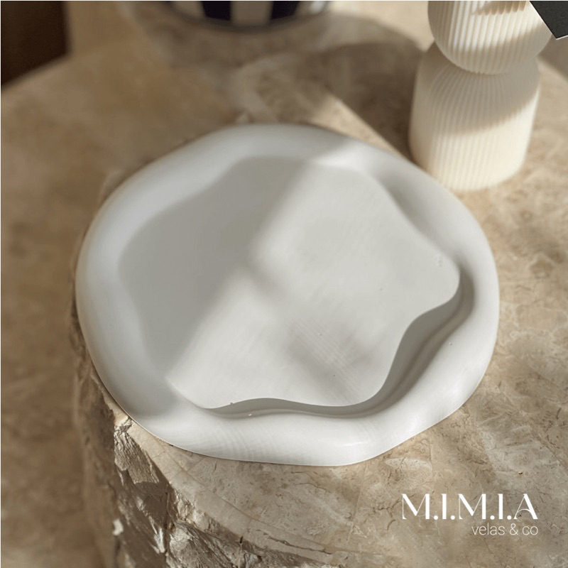 Bandeja Para Decoração Nuvem Organização Cimento Branco Decorativa Orgânica Redonda Impermeabilizada