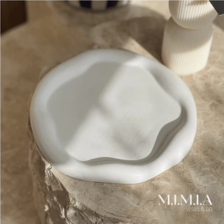 Bandeja Para Decoração Nuvem Organização Cimento Branco Decorativa Orgânica Redonda Impermeabilizada