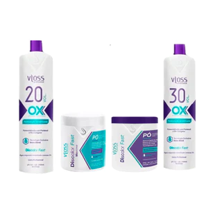 Vloss Kit Pó Discolor 1xBranco1x Azul 500g +1 OX 20vol 1 OX 30 VOL