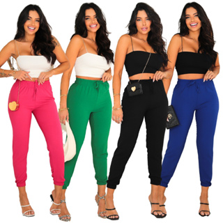 Calça Jogger Feminina Lisa Cintura Alta Duna