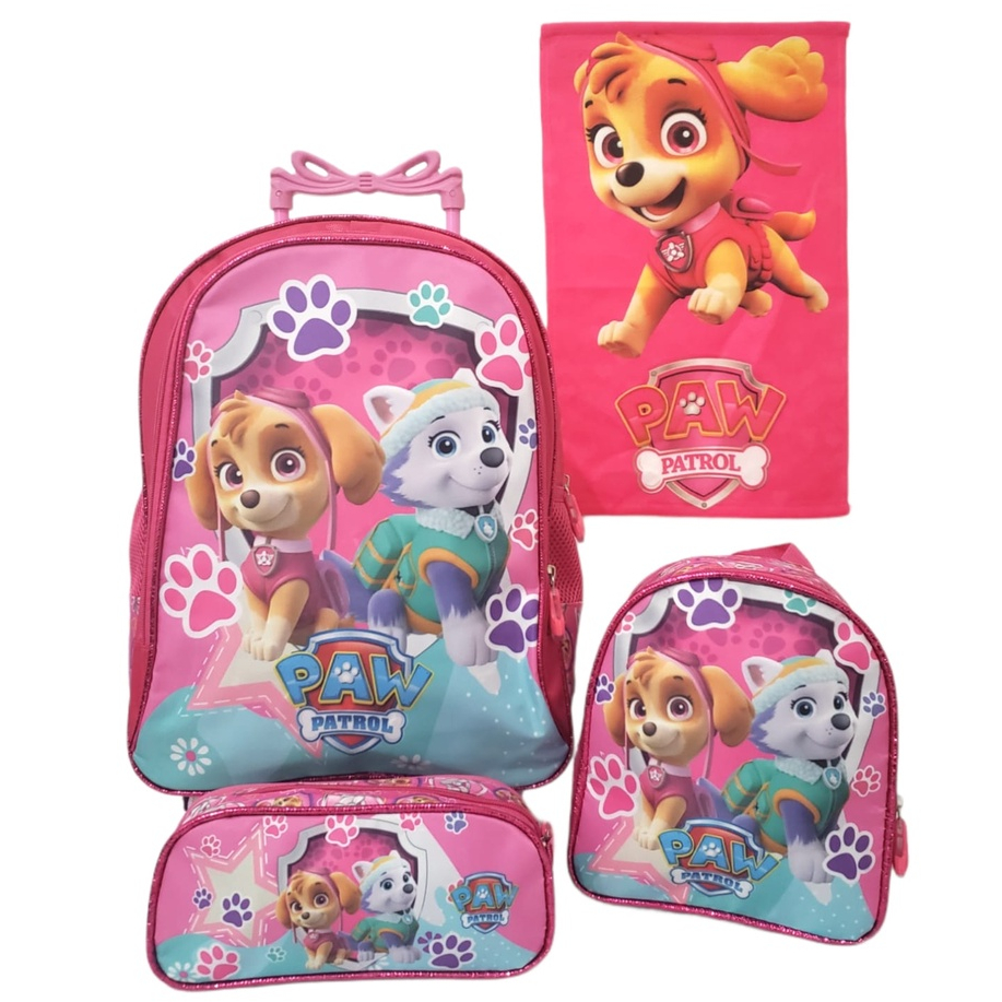Kit Mochila Patrulha Canina Skye Rodinhas + Lancheira + Estojo 1 Ziper