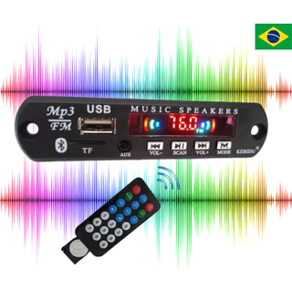 Placa Decodificadora Usb Mp3 Fm Auxiliar Bluetooth Cartão Tf para Caixa Ativa Alimentação 7-12v