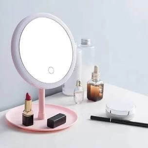 Espelho de mesa redondo para maquiagem com luz de LED TG