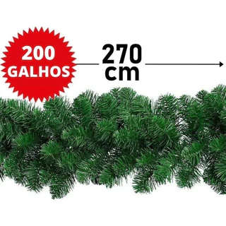 Festão Aramado Grosso Flexível Natal Luxo 270cm - 200 Galhos