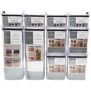 Kit Pote Hermetico Com Tampa Alimentos Mantimentos Cozinha Empilhavel Paramount Lumini