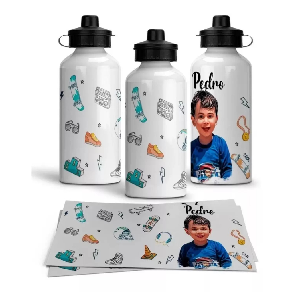 Garrafa Squeeze Personalizada Caricatura Pré-escola