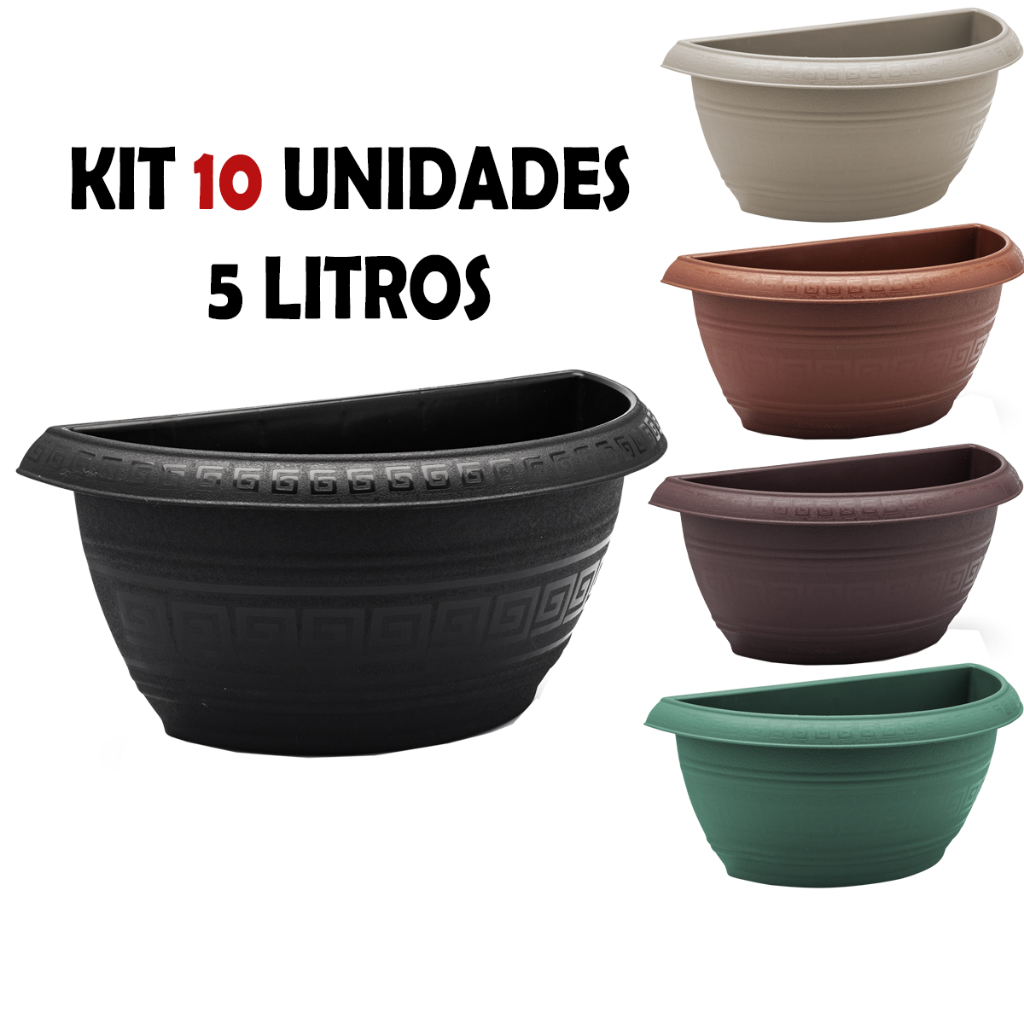 Kit 10 Vasos de Parede de 5 Litros