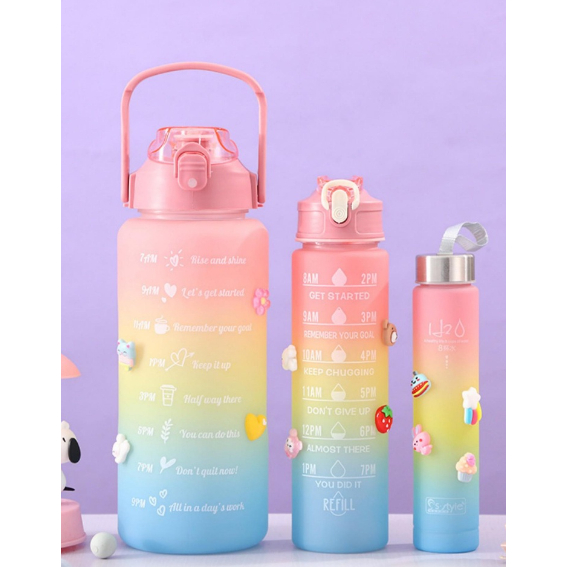 Kit 3 Garrafa Agua Squeeze Galão Com Adesivos Lembretes beber Agua Pronta Entrega