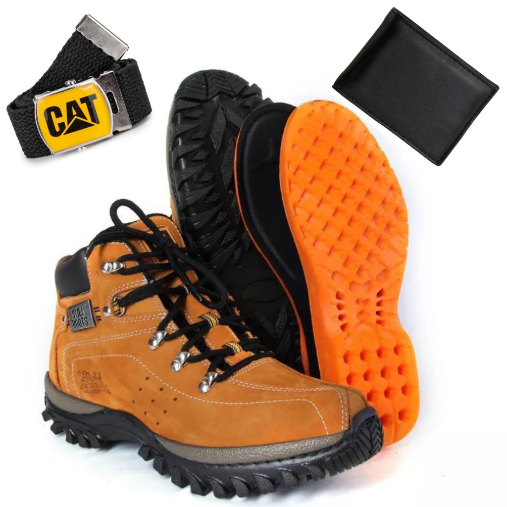 Bota Caterpillar Masculina Original De Couro +palmilha Ortopédica