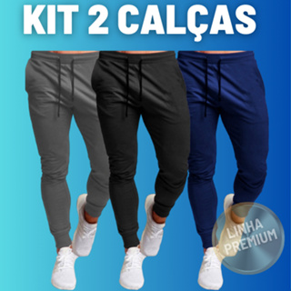 Kit 2 Calça Jogger Masculina Esportivo Dry Fit Flanelada Skinny