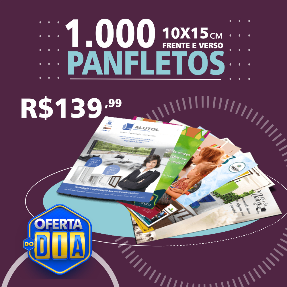 Panfletos Folder Folhetos colorido 10x15 80g Impressão Frente e Verso ...