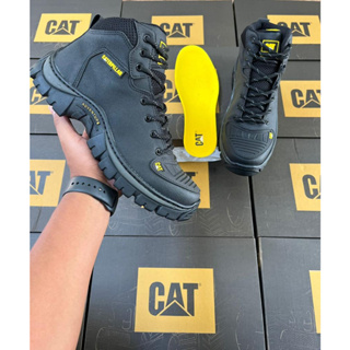 Bota Cat feminina Coturno Botinha Caterpillar de couro 9820 Nude Rosa  trabalho