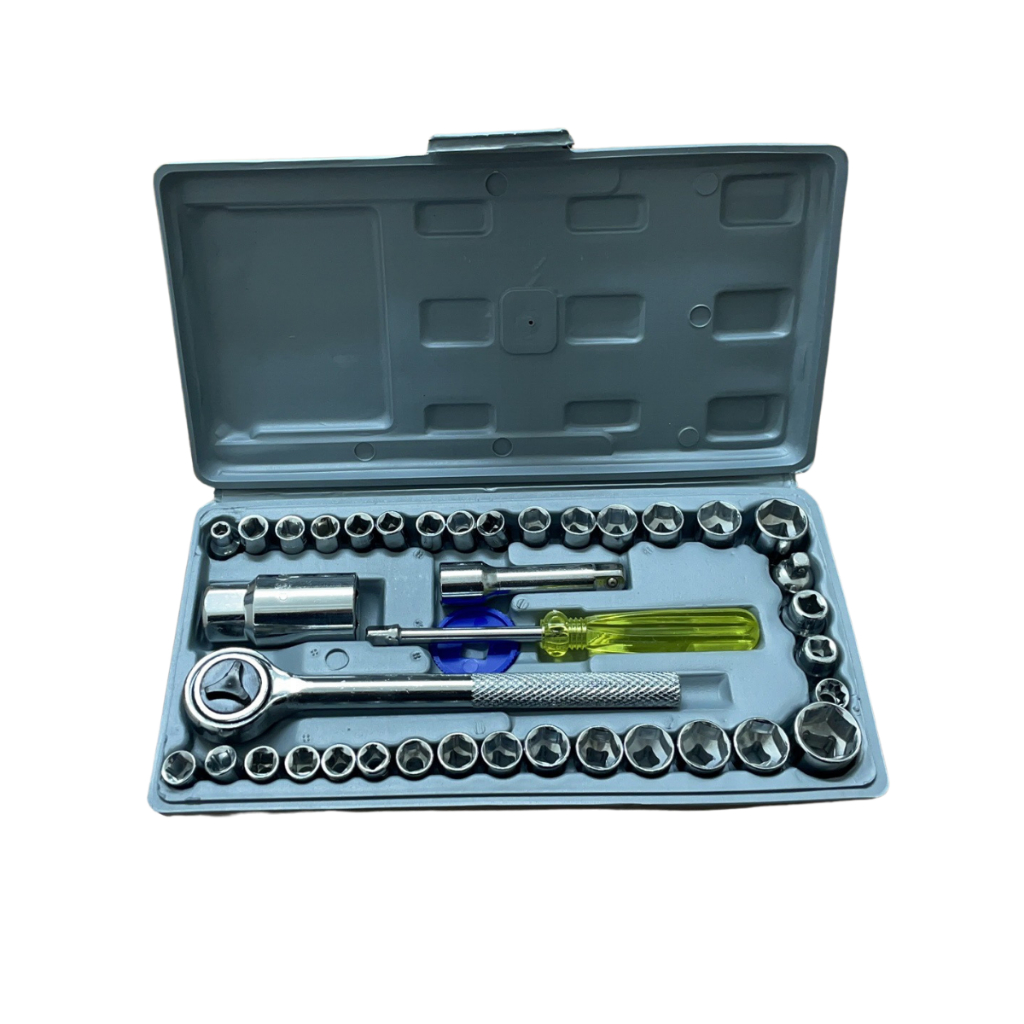 Kit Ferramentas Completos 40 Peças Jogo De Soquetes Pito Chave Catraca Reversível Com Maleta