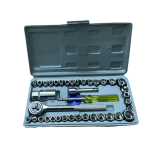 Kit Ferramentas Completos 40 Peças Jogo De Soquetes Pito Chave Catraca Reversível Com Maleta