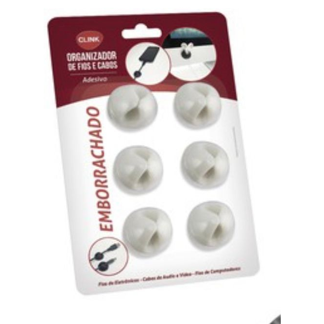 Kit 6 Organizadores De fios e Cabos Adesivo