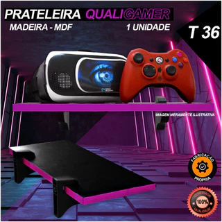 Prateleira mdf Preto Gamer Geek Suporte Para Jogos Livros Controles
