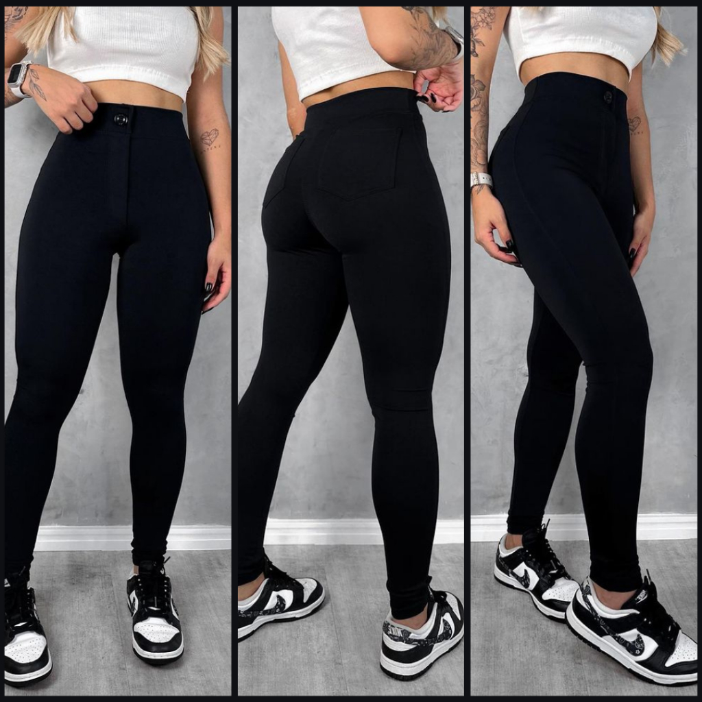 Calça Feminina Preta Modelagem Incrível Não Desbota Jeans De Qualidade Levanta Bumbum