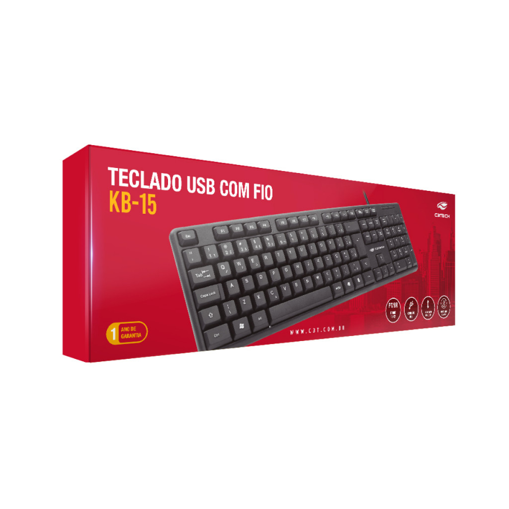 Teclado Multimidia USB ABNT2 Basico Office Preto HAYOM TC3202