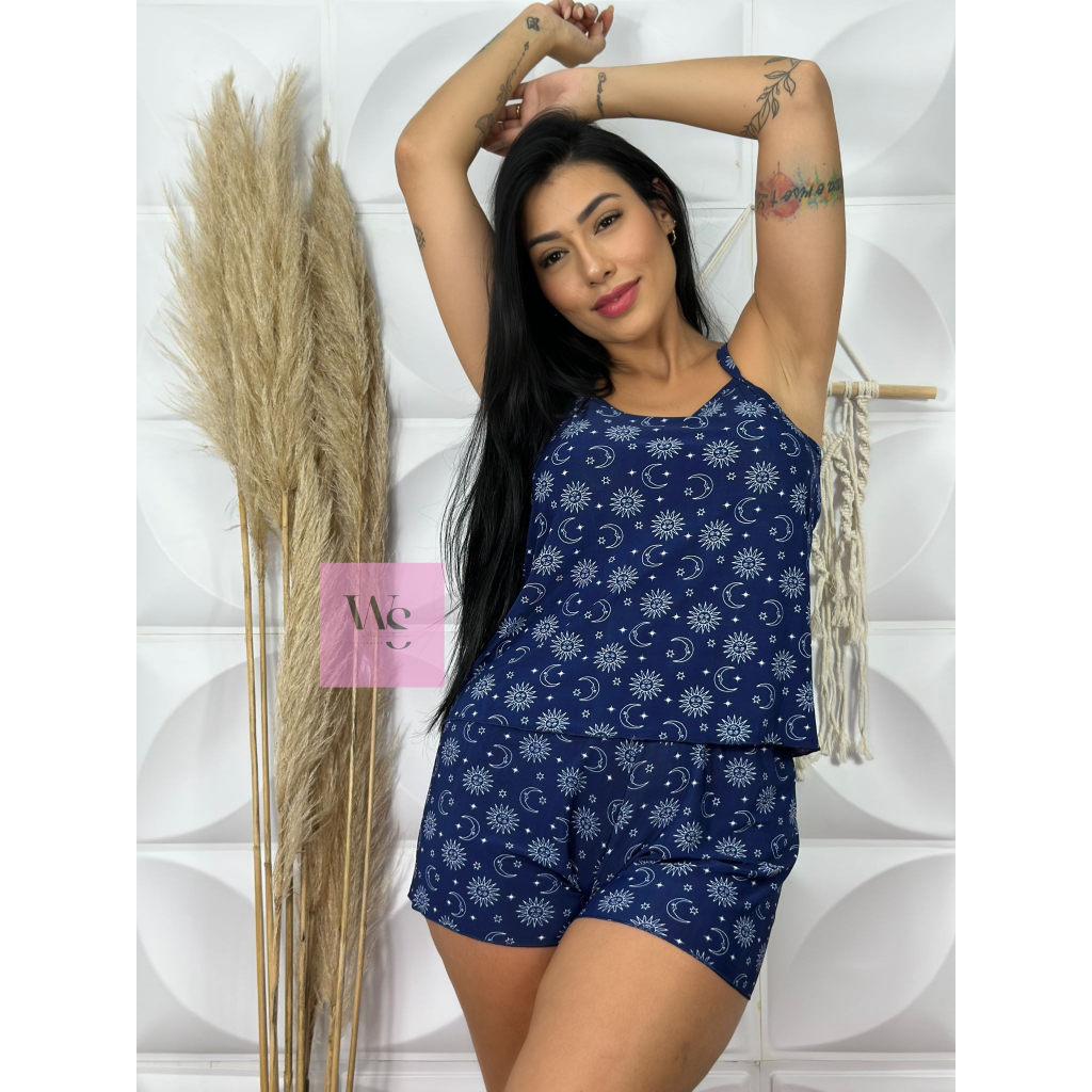 Pijama Feminino Baby Doll Short Doll Verão Estampas Variadas Revenda em Oferta na Shopee