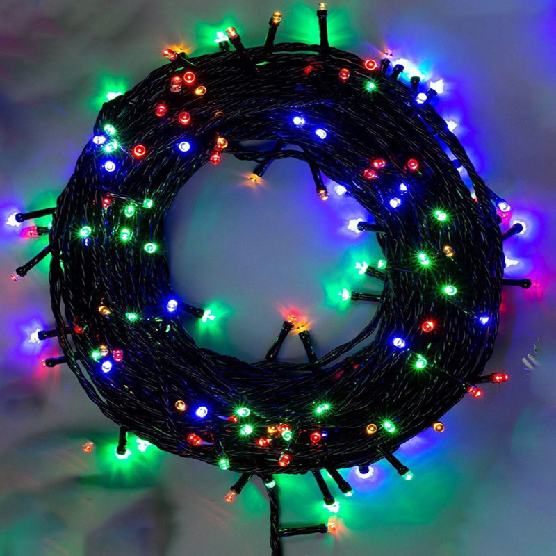 Pisca Pisca COLORIDO 100 LEDs 10 Metros 8 Funções 110 Volts 10 Metros para enfeite natal fio verde