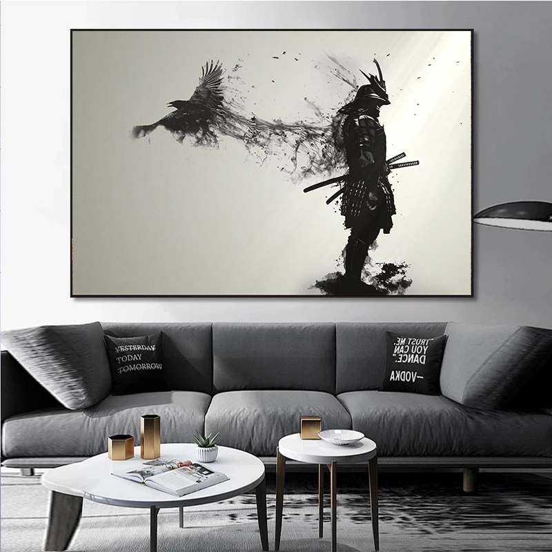 quadro decoratico peça unica guerreiro samurai mestre gueirreiro