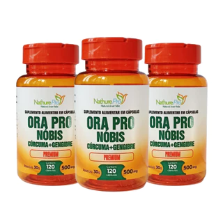 Kit 3 Ora Pro Nóbis (Cúrcuma + Gengibre) 120 Cápsulas 500mg - Alto valor proteico!