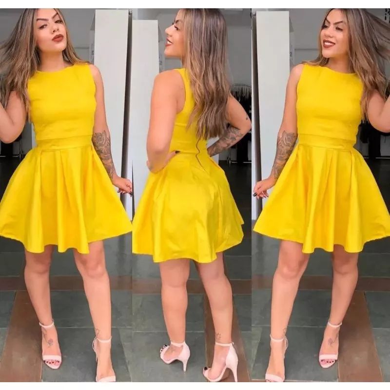 Vestido amarelo best sale curto para festa