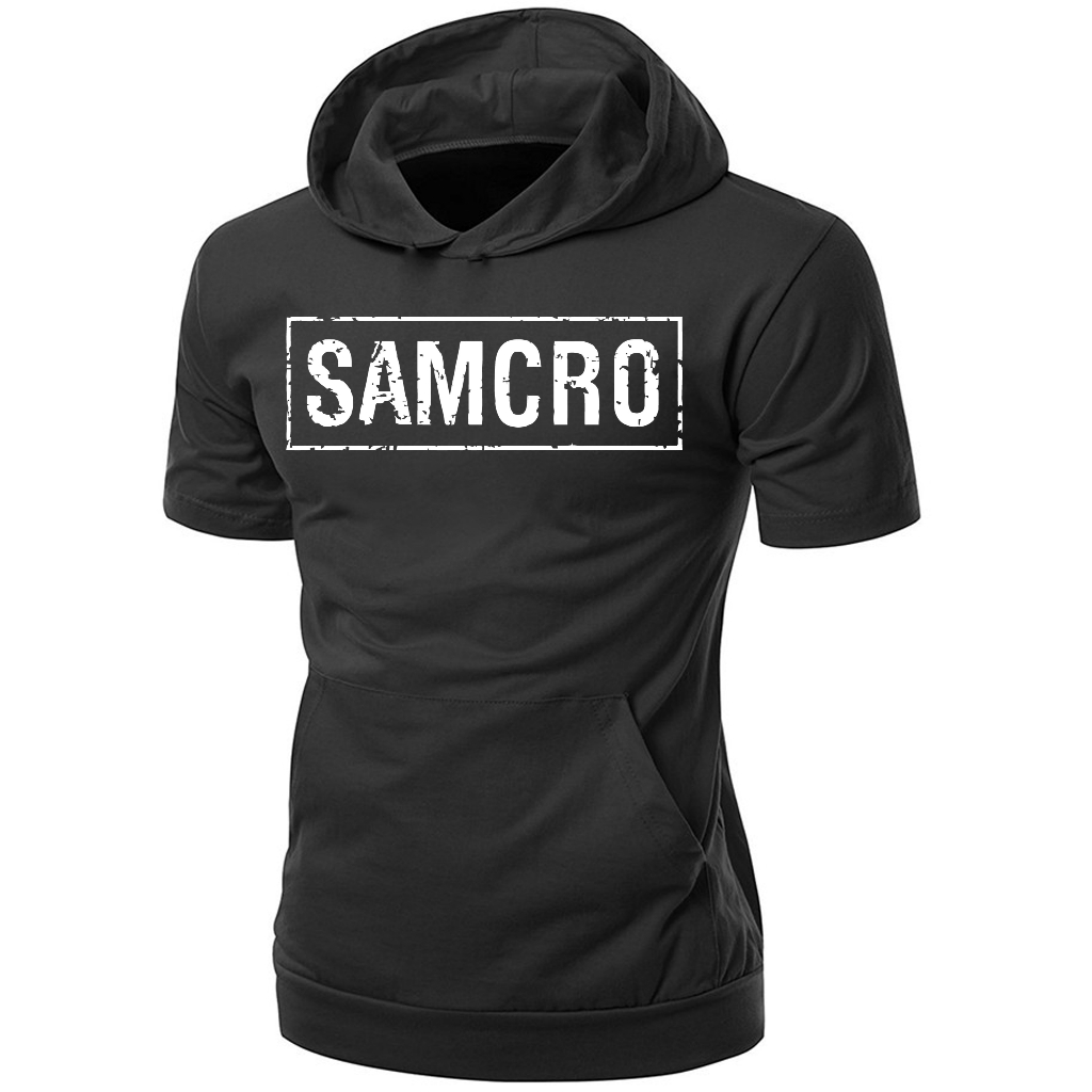 camiseta plus size nobres samcro motoqueiro com capuz e bolso todos os tamanhos