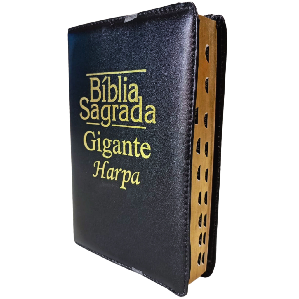 Biblia Letra Hipergigante Luxo Preta com Harpa 14x21cm