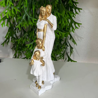 Escultura Estátua Família Pai Mãe Menino Menina - Familia Com Casal De Filhos Decoração Casa