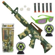 Metralhadora de Brinquedo M4 Lança Dardos com Óculos e Alvos do Tipo Nerf
