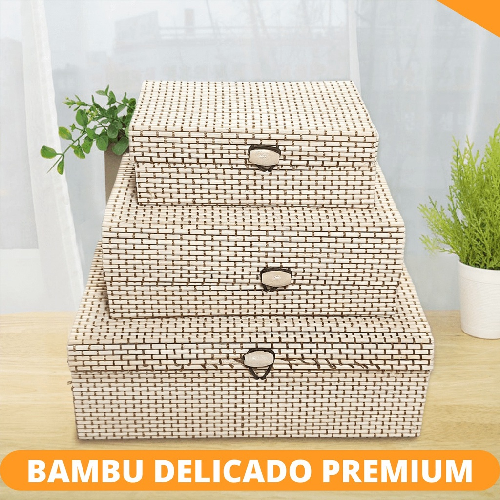 Mini Caixa De Bambu Porta Joias Anel Colar Brincos Caixas De
