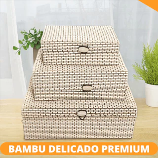 kit 3 Caixas Organizadoras Feita em Bambu Artesanal Decorativa Porta Joias Envio Imediato.