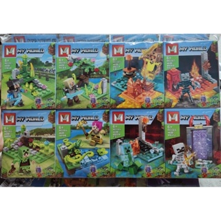 Kit 8 Bonecos Blocos De Montar Minecraft Brinquedos Coleção