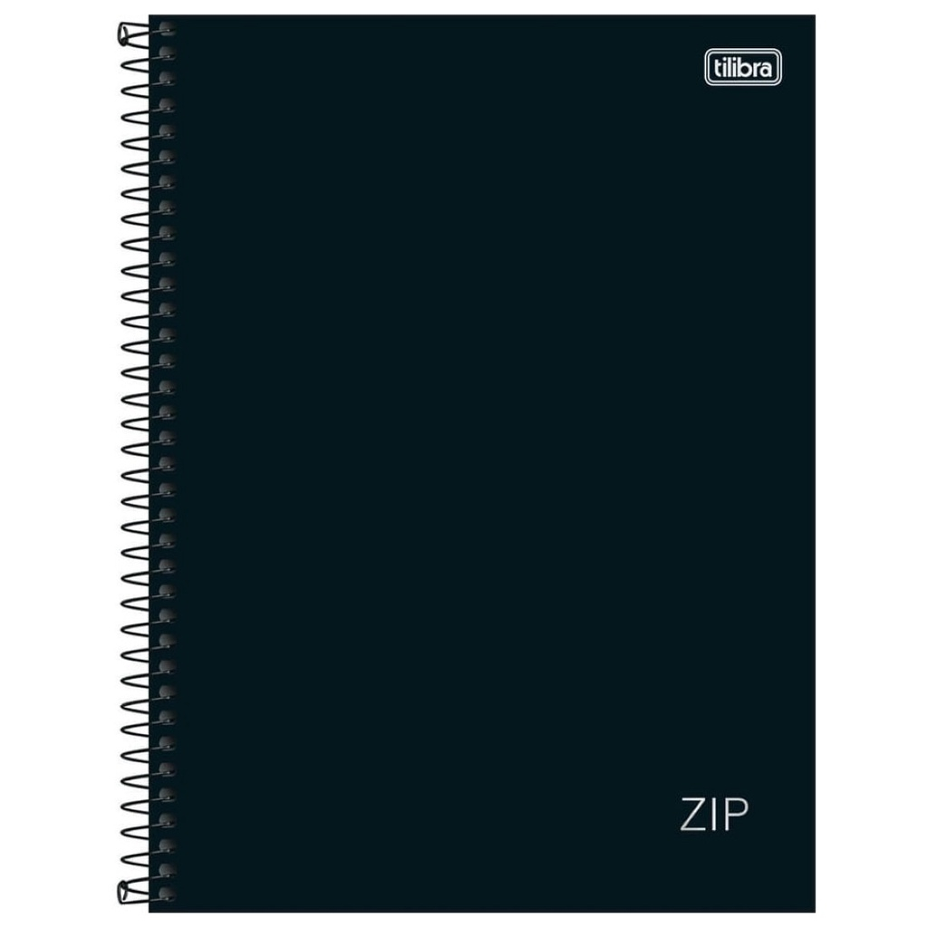 Caderno Universitário Espiral Capa Dura Tilibra 1 Matéria Zip Preto 80 Folhas 200mm x 275mm