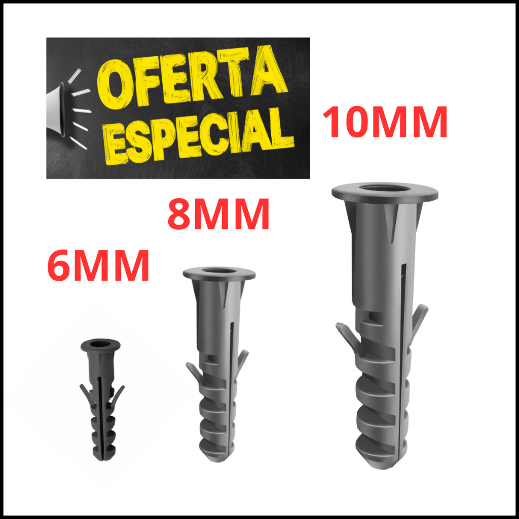 100Uni. Bucha de Fixação Com Anel Aba - 06 - 08 - 10
