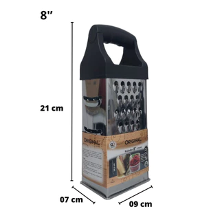 Ralador Inox Fatiador Queijos Legumes Frutas 4 Faces 21cm Inox Original Line Preto e Branco em Oferta na Shopee