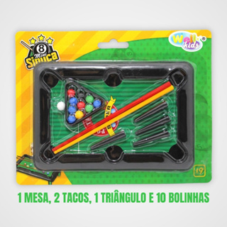 Mini Mesa de Sinuca Bilhar Snooker Infantil Com Pé 2 Tacos 16 Bolas  Triângulo Giz Brinqway